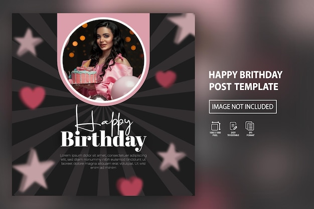 Modèle de post instagram joyeux anniversaire