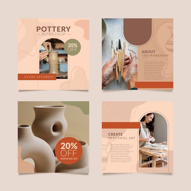 Un modèle de post d'instagramme en poterie