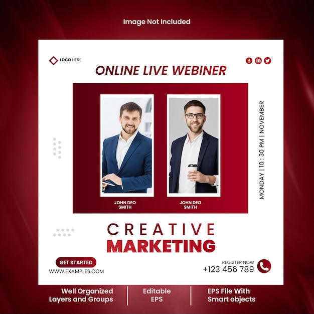 modèle de post sur les médias sociaux pour le marketing vectoriel