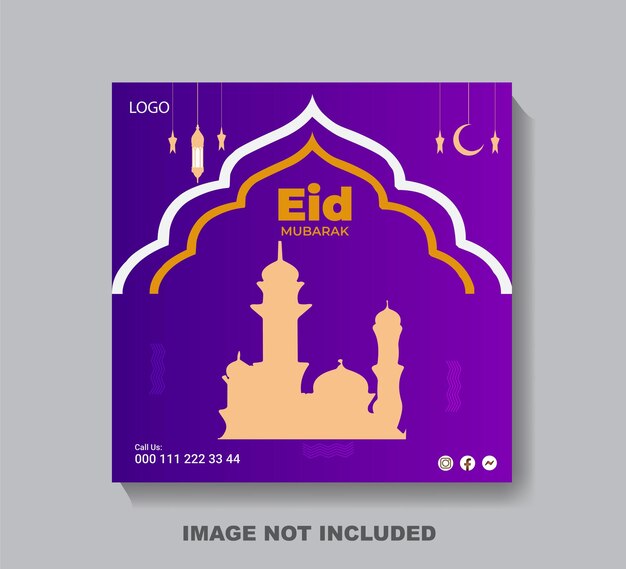 Le modèle de post sur les réseaux sociaux d'Eid Mubarak