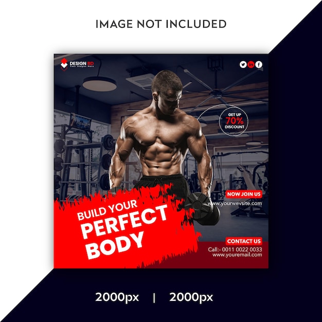 Modèle de post sur les réseaux sociaux de fitness et Instagram
