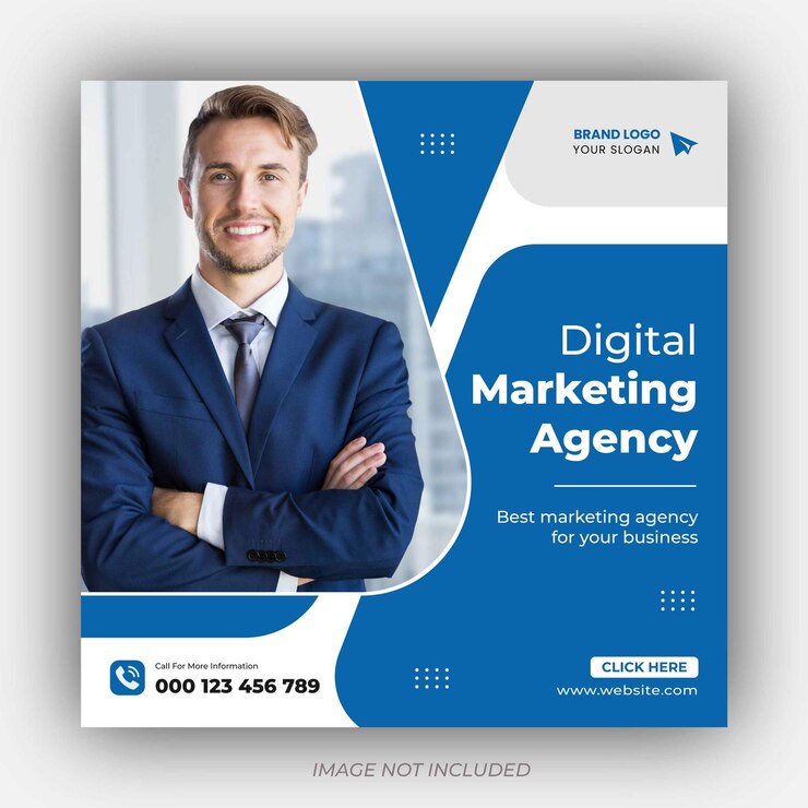 Vecteur modèle de poste d'agence de marketing numérique et de médias sociaux d'entreprise