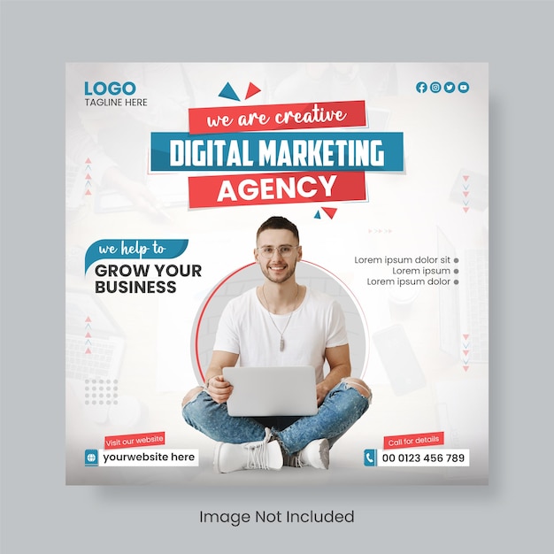Modèle de poste d'agence de marketing numérique et de médias sociaux d'entreprise