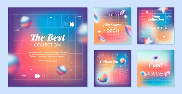Le modèle de poste d'Instagram à gradient granuleux