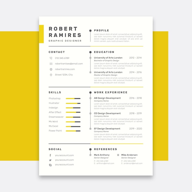Modèle pour cv minimaliste