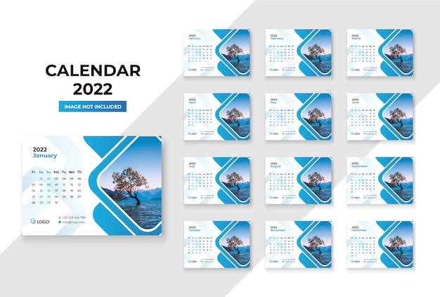 Modèle Premium De Calendrier De Bureau 2022