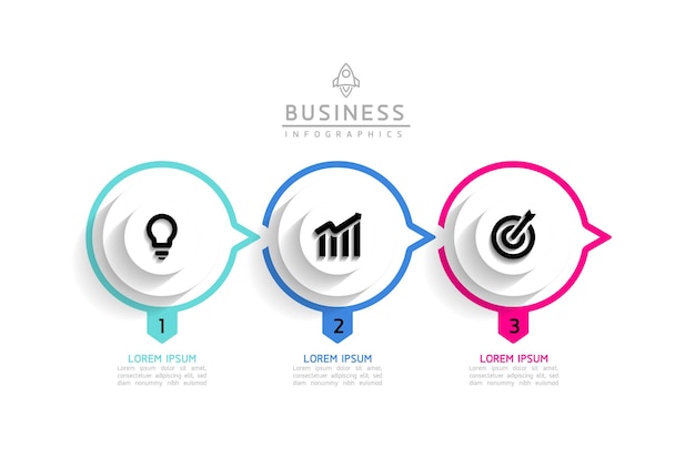 Vecteur modèle de présentation commerciale d'infographie vectorielle avec interconnexion circulaire avec 3 options