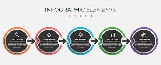 Modèle De Présentation De Conception De Cercle Infographique Bussiness Avec 5 Options