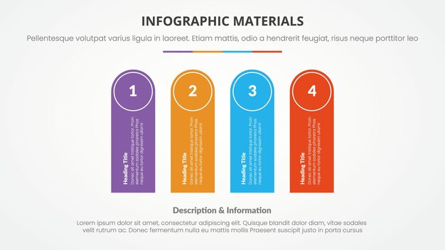 Modèle De Présentation De Diapositives Infographiques Avec Une Couleur De Style Plat Moderne Avec Une Liste De 4 Points Et Une Forme De Rectangle Arrondi