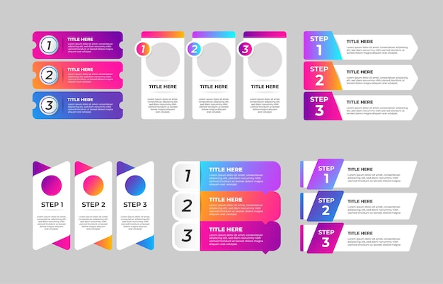 Modèle de présentation d'entreprise d'éléments d'infographie étape par étape
