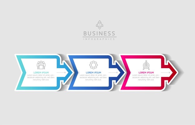 Vecteur modèle de présentation d'entreprise d'infographie vectorielle relié à 3 options