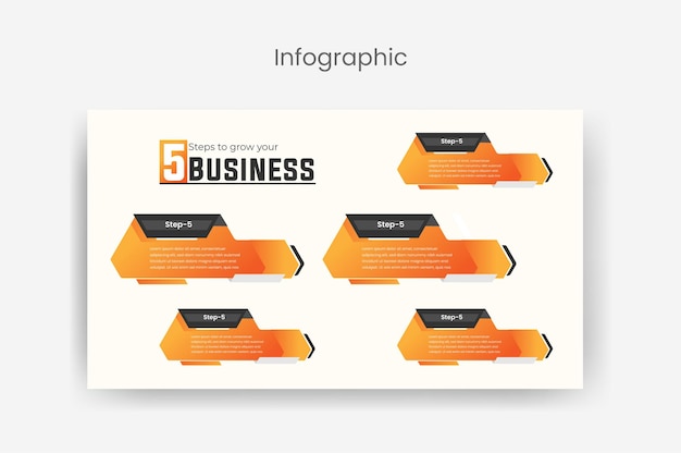 Vecteur modèle de présentation d'entreprise infographique conception de vecteur premium infographique en 5 étapes