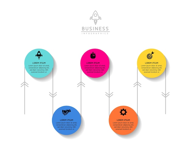 Modèle de présentation d'entreprise infographique vectorielle avec interconnexion circulaire avec 5 options