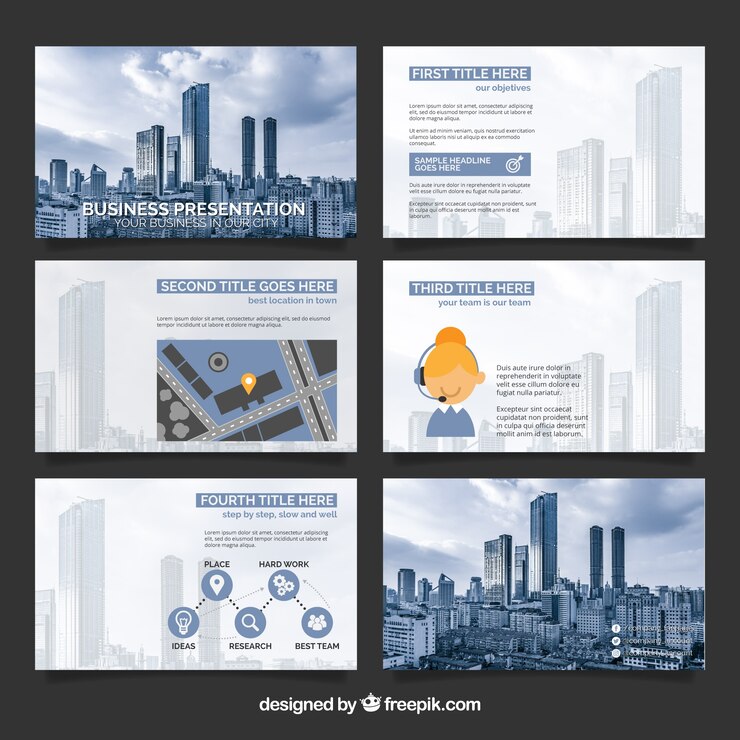 Vecteur modèle de présentation d&#39;entreprise avec photo
