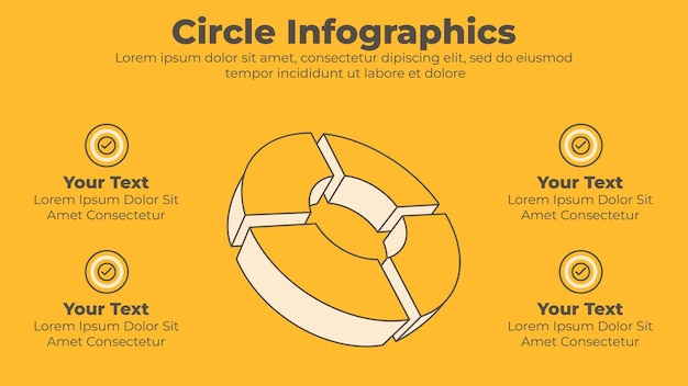 modèle de présentation d'entreprise en quatre étapes de cercle 3d