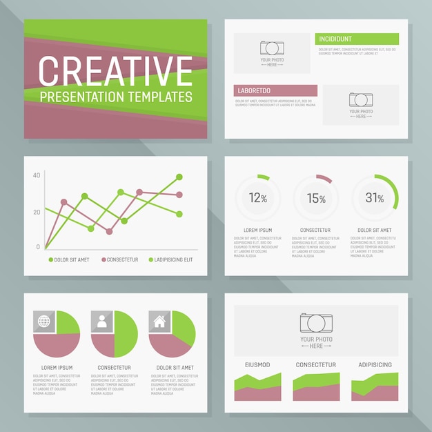 Vecteur modèle de présentation d'entreprise vecteur diapositives design d'arrière-plan