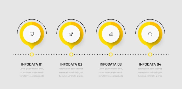 Modèle De Présentation D'infographie D'entreprise Conception Abstraite Avec Icône De Couleur Jaune Et 4 Options