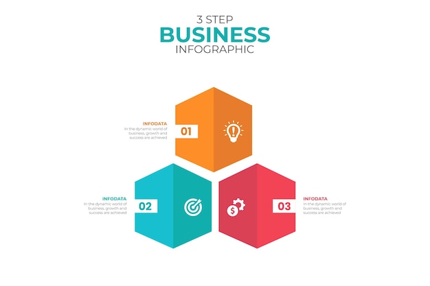 Modèle de présentation d'infographie d'entreprise en trois étapes