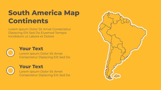 Vecteur modèle de présentation infographique de la carte de l'amérique du sud