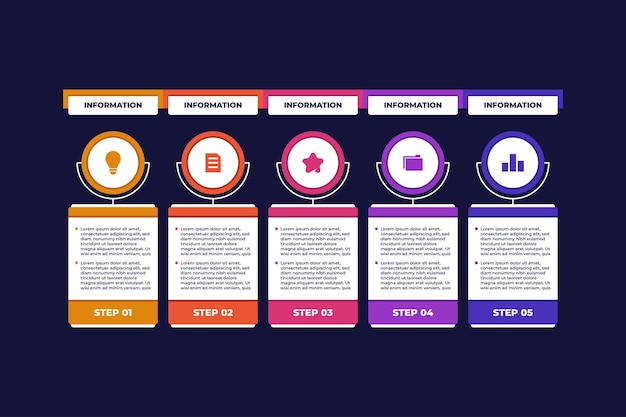 Modèle De Présentation Infographique D'entreprise En Cinq étapes