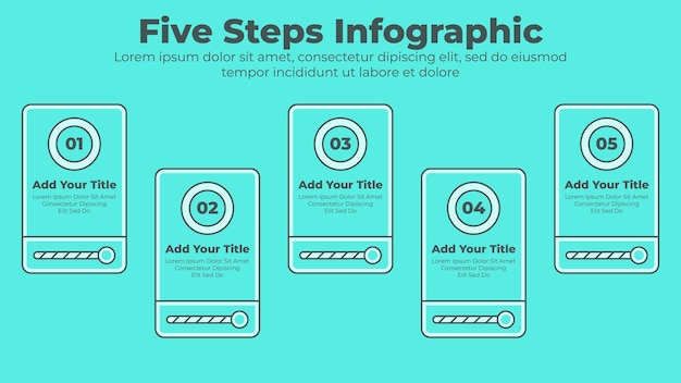 Modèle de présentation infographique d'entreprise de conception minimale en 5 étapes ou options