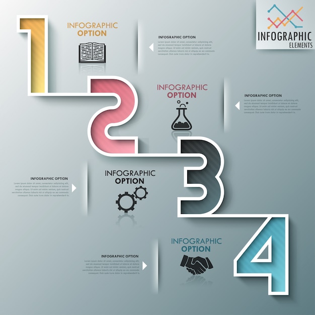 Modèle De Processus D'infographie Moderne Avec Des Chiffres Colorés