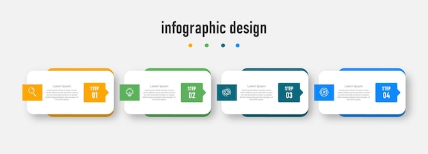 Modèle Professionnel élégant De Conception D'étiquette D'élément D'infographie Avec 4 étapes Vecteur Premium