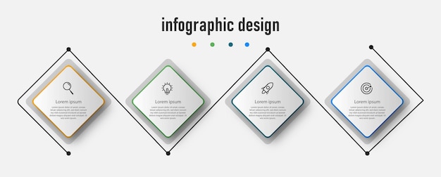 Modèle Professionnel élégant De Conception D'infographie D'entreprise De Présentation Avec 4 étapes Vecteur Premium