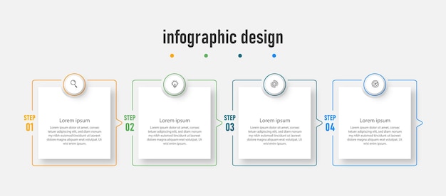 Vecteur modèle professionnel élégant de conception infographique avec 4 étapes vecteur premium