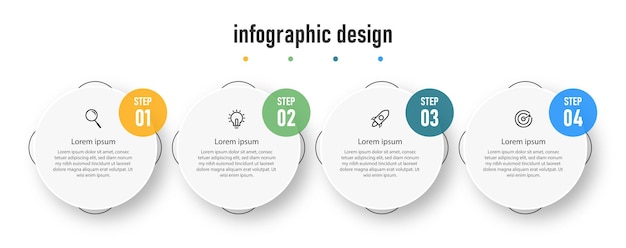 Modèle Professionnel élégant De Conception Infographique Avec 4 étapes Vecteur Premium
