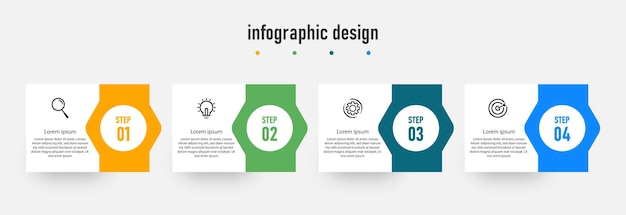 Modèle professionnel élégant de conception infographique d'entreprise de présentation de processus avec 4 étapes