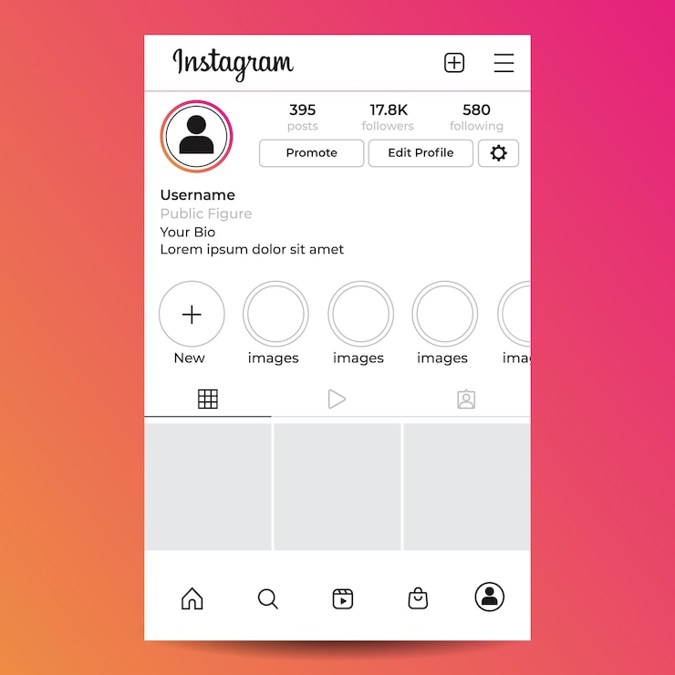 Vecteur modèle de profil d'utilisateur instagram