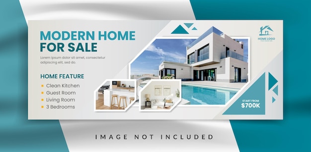 Modèle de promotion de bannière de couverture facebook d'agence immobilière