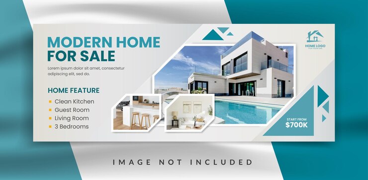 Modèle de promotion de bannière de couverture Facebook de l'agence immobilière