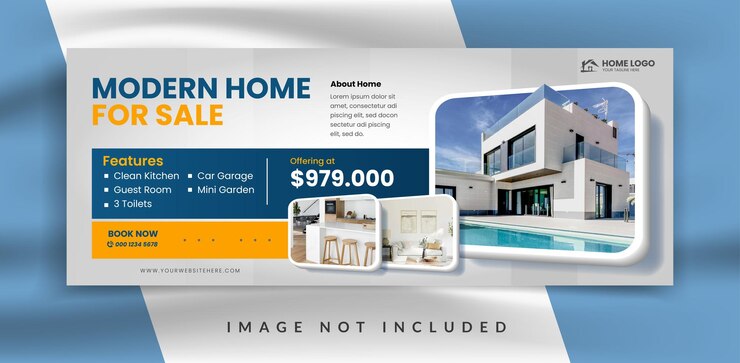 Modèle de promotion de bannière de couverture Facebook de l'agence immobilière