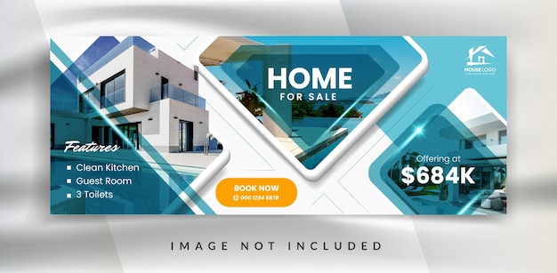 Modèle de promotion de bannière de couverture facebook d'agence immobilière