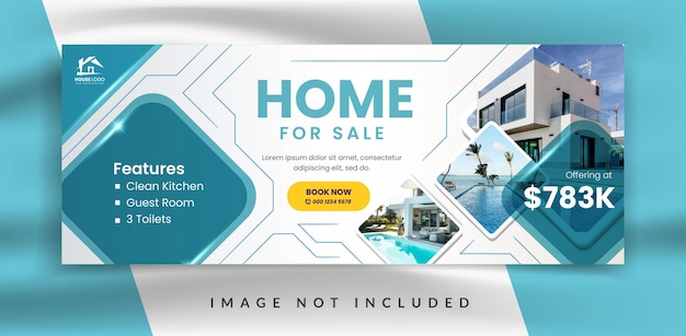 Modèle de promotion de bannière de couverture facebook d'agence immobilière