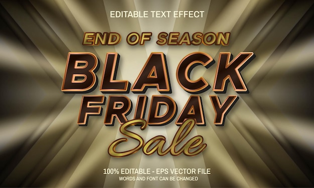 Modèle De Promotion De Bannière De Vente De Style Black Friday Black Metallic Gold Avec Effet De Texte Modifiable