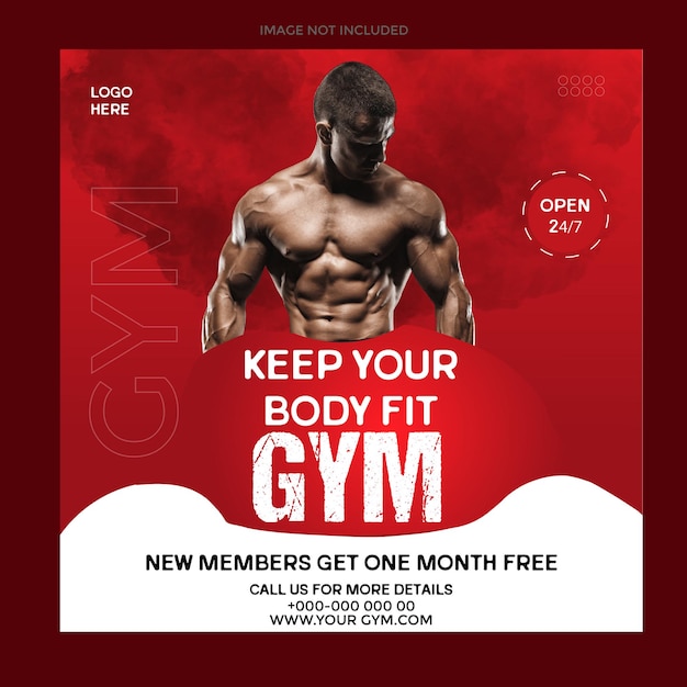 Modèle de publication de bannière de médias sociaux instagram de gym et de fitness