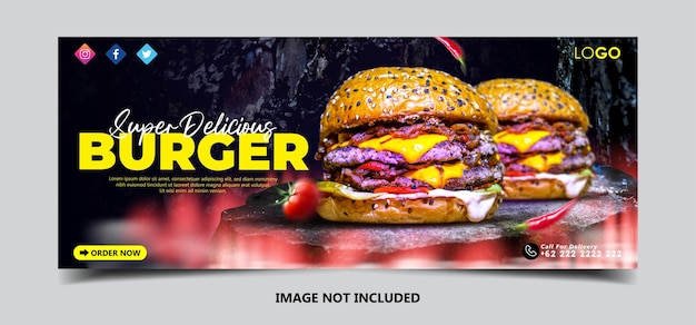 Vecteur modèle de publication de bannière de médias sociaux spécial burger délicieux