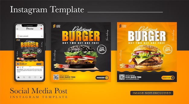 Modèle De Publication De Bannière Et De Promotion Des Médias Sociaux Burger Food