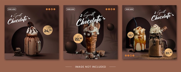 Modèle de publication Instagram de boisson au chocolat