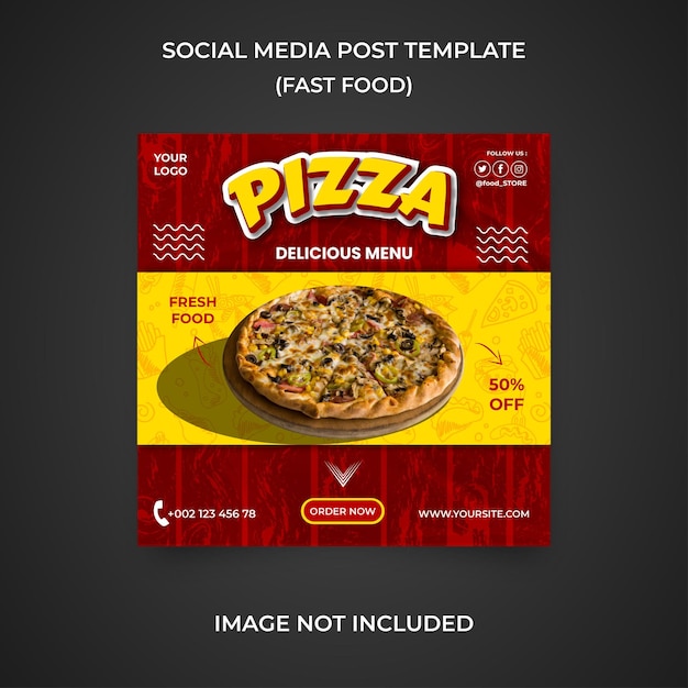 Vecteur modèle de publication instagram délicieux menu pizza