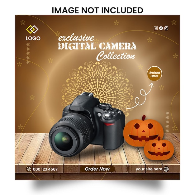 Vecteur modèle de publication instagram exclusif pour appareil photo numérique