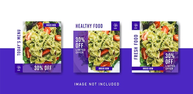 Modèle De Publication Instagram De Médias Sociaux D'aliments Sains Dans Un Style De Couleur Violette