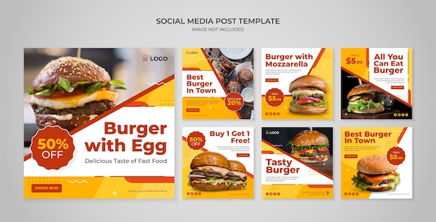 Modèle De Publication Instagram Sur Les Médias Sociaux Burger