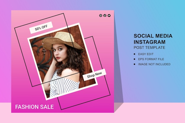 Vecteur modèle de publication instagram sur les médias sociaux de grande vente ou de mode