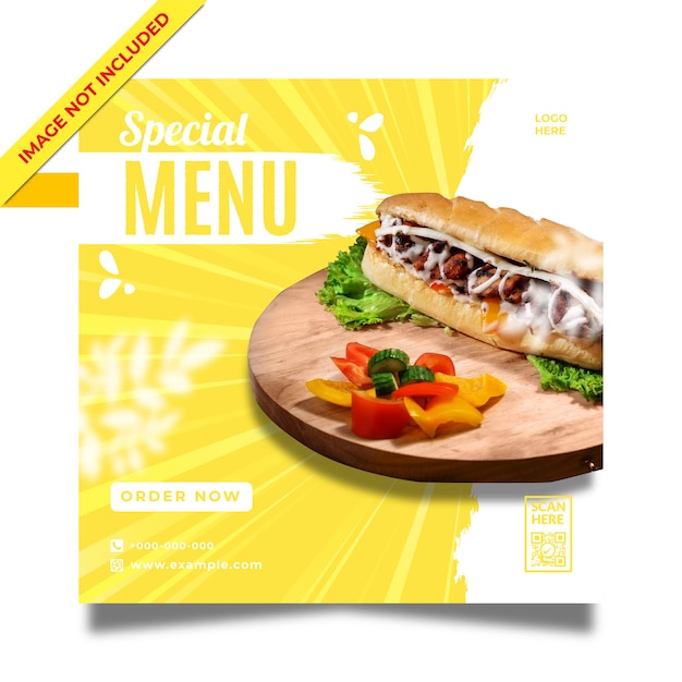 Modèle de publication Instagram sur les médias sociaux de promotion alimentaire