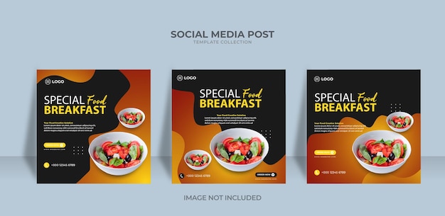 Modèle De Publication Instagram De Médias Sociaux De Restaurant Spécial De Conception De Nourriture De Médias Sociaux Vecteur Premium