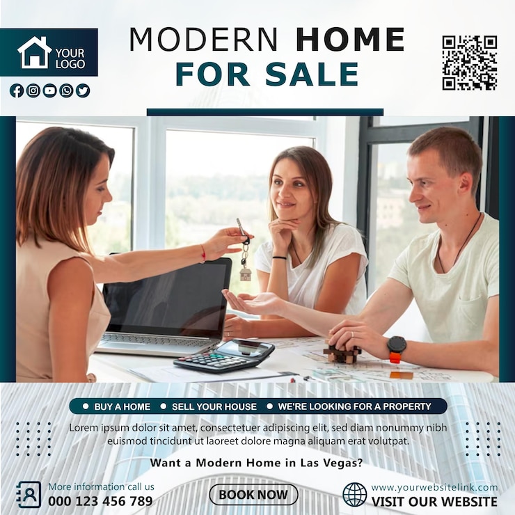 Vecteur modèle de publication instagram de propriété de maison immobilière de vecteur libre ou modèle de bannière web carrée